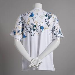 Womens Hasting & Smith Elbow Sleeve Placed Butterflies Tee
