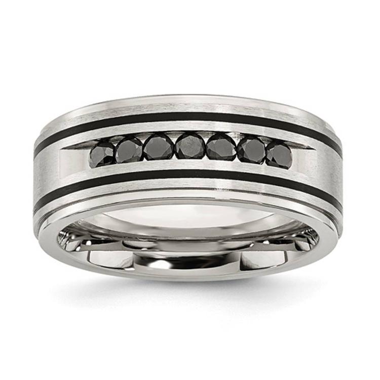Mens Gentlemen's Classics(tm) Black Diamond Center Wedding Band