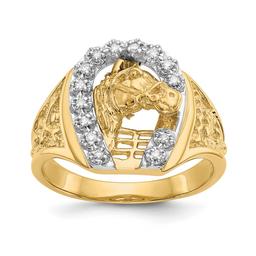 Mens Gentlemens Classics(tm) 14kt. Two-Tone Gold Diamond Horse Ring