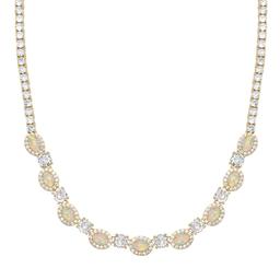 Gianni Argento Gold Plated Lab Opal Halo Necklace