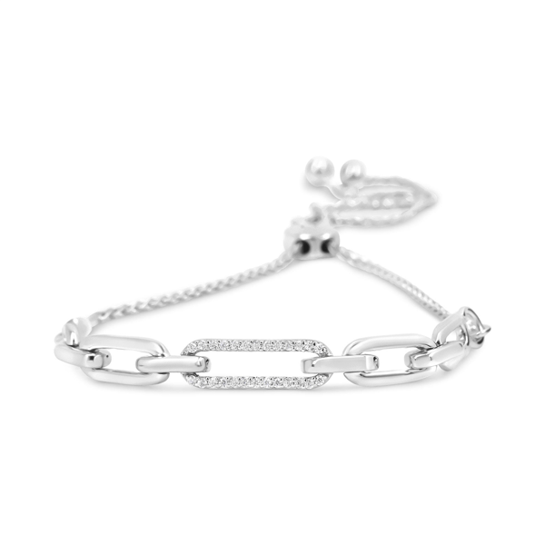 Haus of Brilliance 1/10ctw. Diamond Paperclip Link Bolo Bracelet