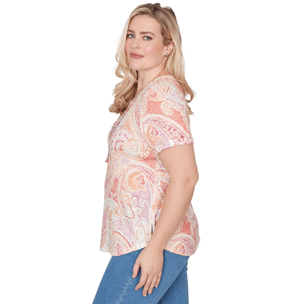 Womens Alfred Dunner Beachcomber Short Sleeve Paisley Tee