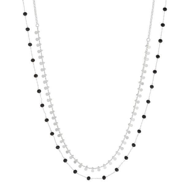 Design Collection 2 Row Faceted Bead & Shaky Disc Chain Necklace - image 