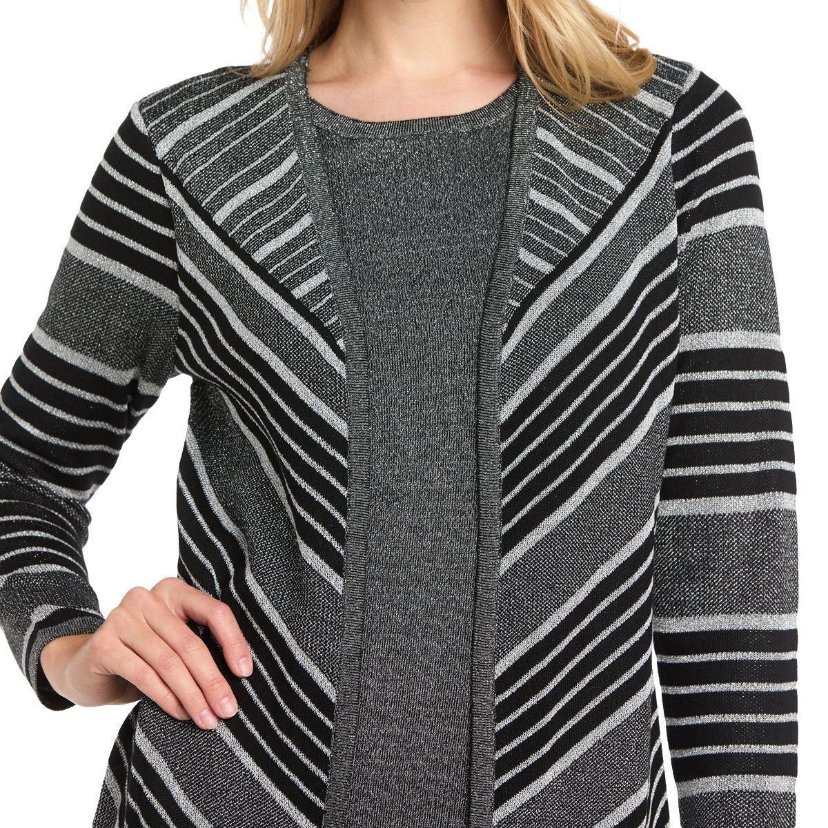 Womens R&M Richards Long Sleeve Stripe Sweater Dress
