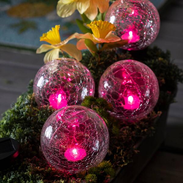 Evergreen Staked Lanterns w/Solar RGB Globes - Set of 4 - image 