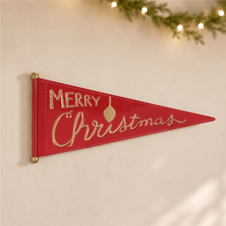 Melrose 25in. Merry Christmas Metal Pennant Wall Sign