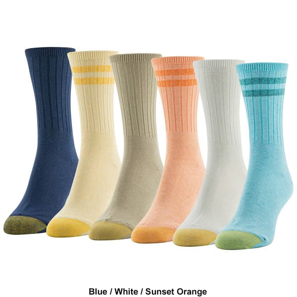 Womens Gold Toe&#174; 6pr. Ribbed Crew Socks