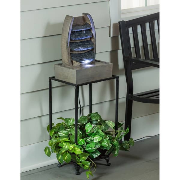 Evergreen Waterfall Fountain with Planter Shelf