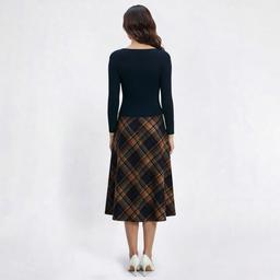 Womens Connected Apparel Plaid Mock Two In One Sweater Dress