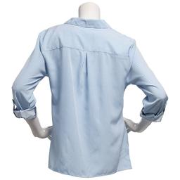 Womens Notations 3/4 Sleeve Stripe Casual Button Down