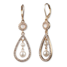 Anne Klein Gold-Tone White Crystal Post Orbital Earrings