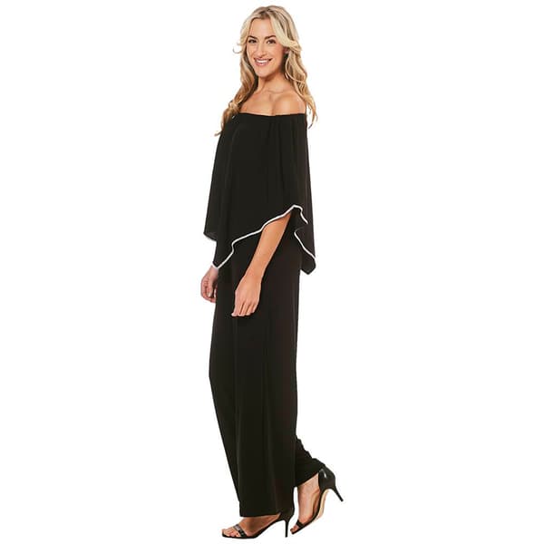 Womens MSK Off Shoulder Rhinestone Trim Jumpsuit