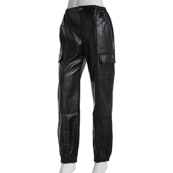 Juniors Love Tree Moto Pleather Jogger Pants - image 