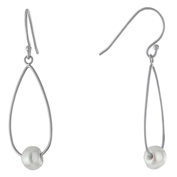 Athra Sterling Silver Fresh Water Pearl Teardrop Earrings - image 