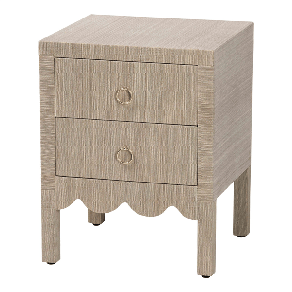 bali & pari Juniper Grasscloth Nightstand with Scalloped Base - image 
