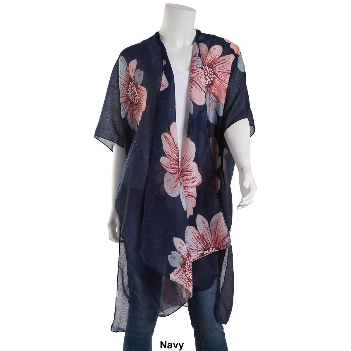 Womens Jessica McClintock Allover Floral Sequin Kimono