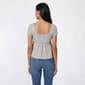Juniors Pink Rose Short Sleeve Jersey Square Neck Peplum Top - image 2