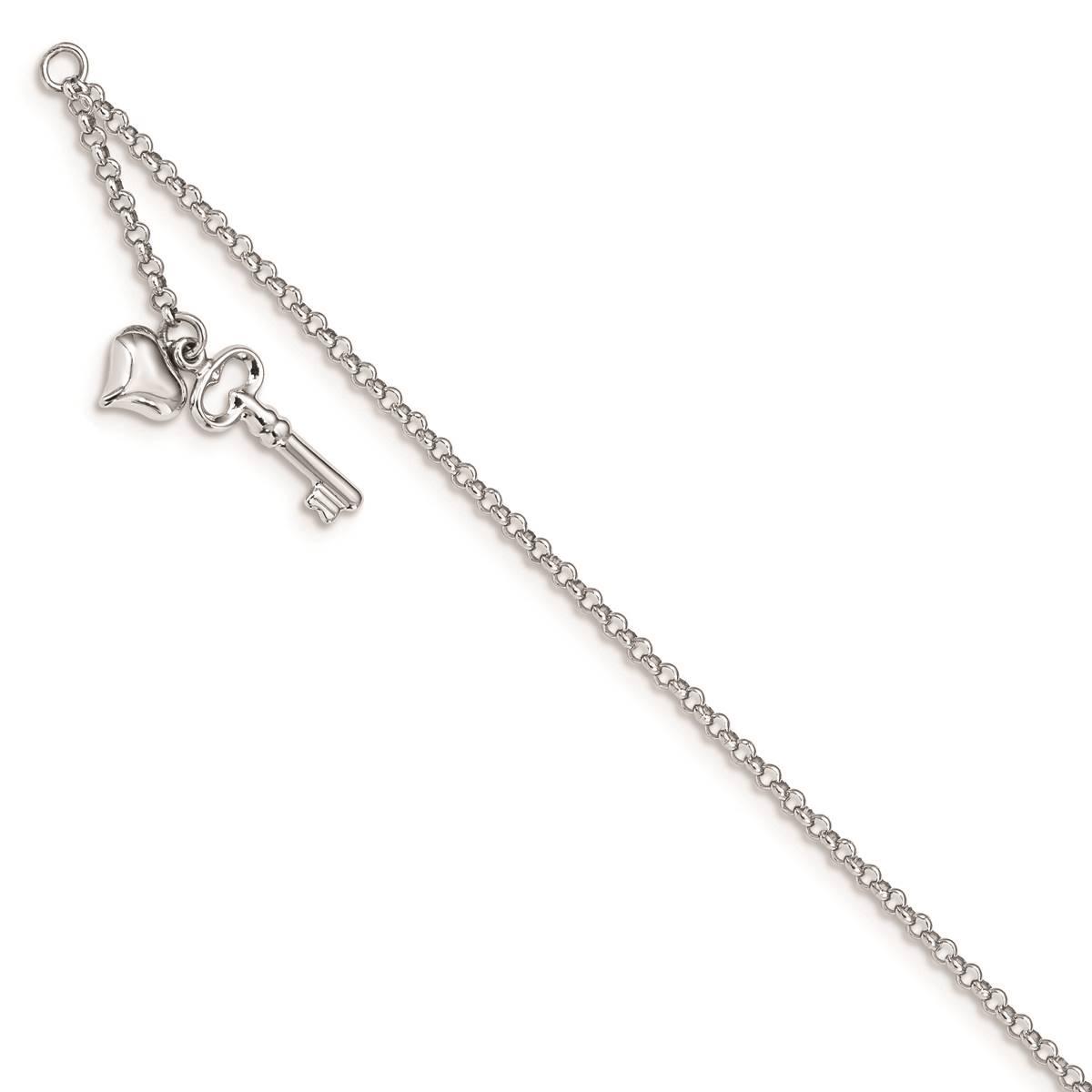 Gold Classics™ 14kt. White Gold Polished Heart Key 9in....