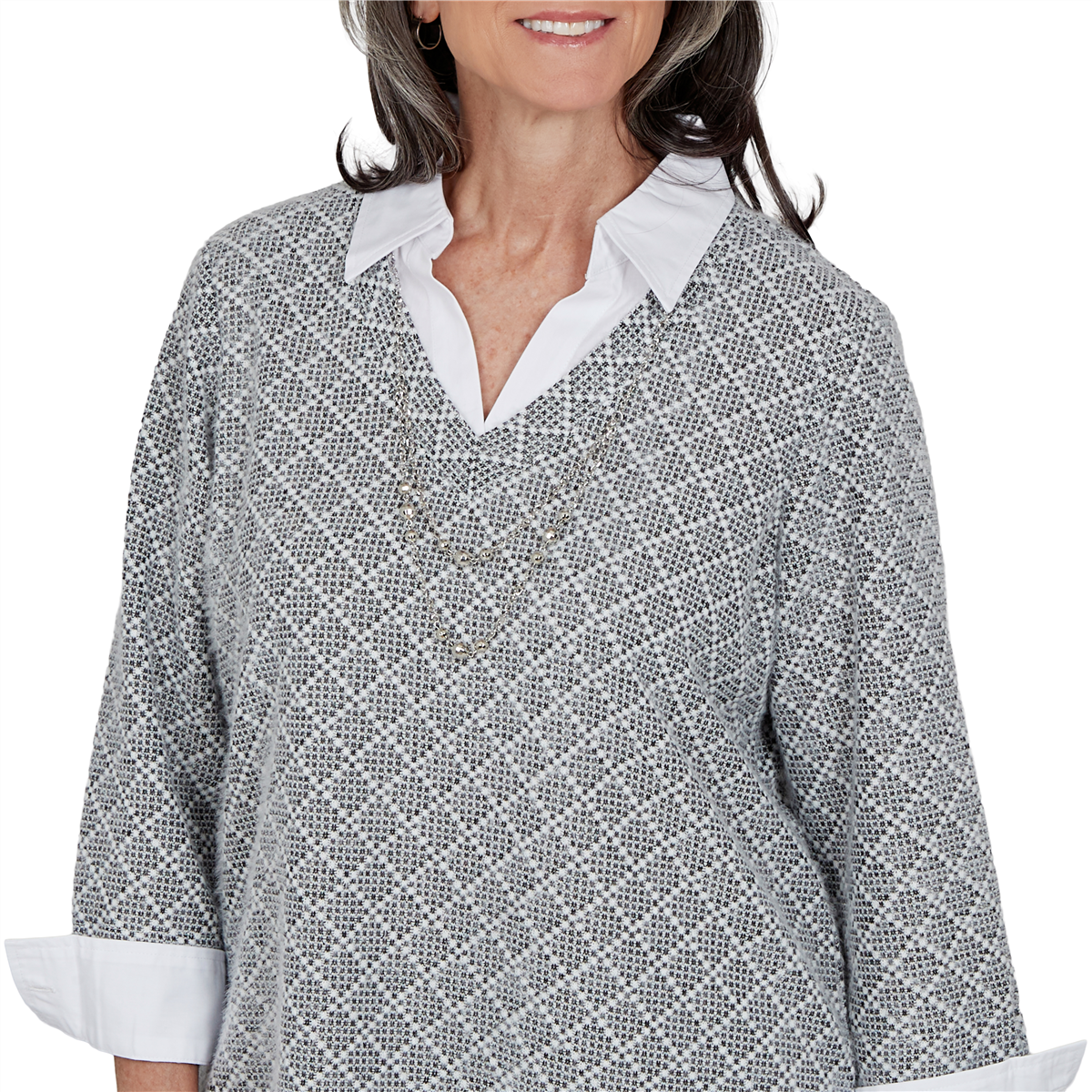 Petite Alfred Dunner Vail Diamond Texture Two in One Blouse
