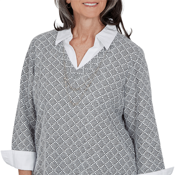 Petite Alfred Dunner Vail Diamond Texture Two in One Blouse