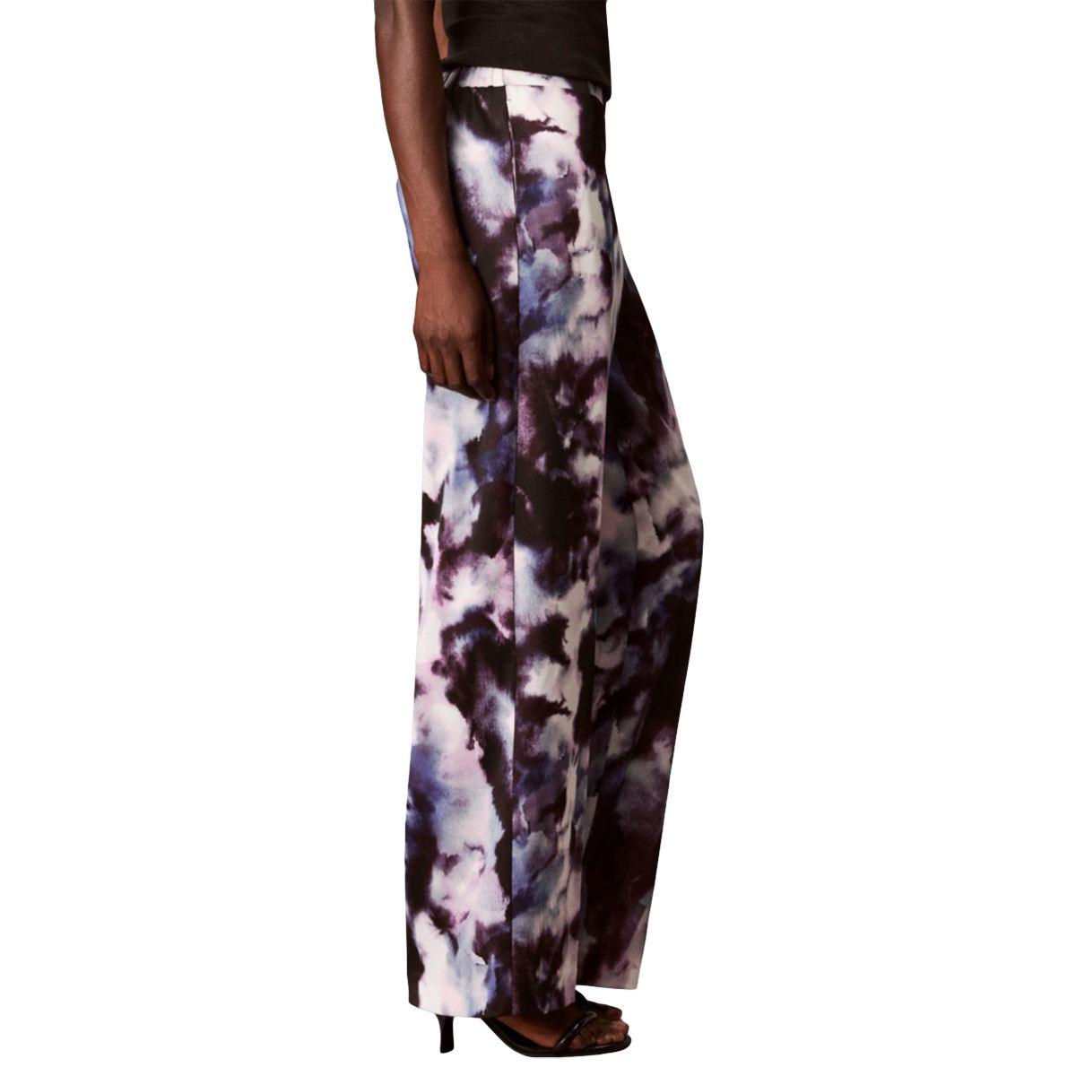 Womens Calvin Klein Pull On Abstract Floral Wide Leg Pants