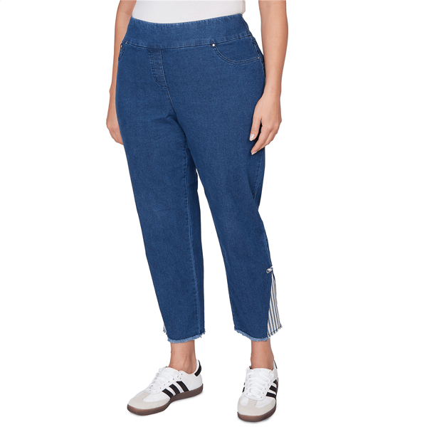 Plus Size Ruby Rd. Set Sail Nautical Stripe Inset Slim Fit Jean