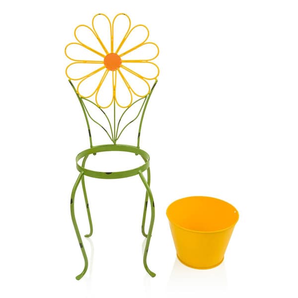 Alpine 24in. Yellow Flower Planter w/ Stand
