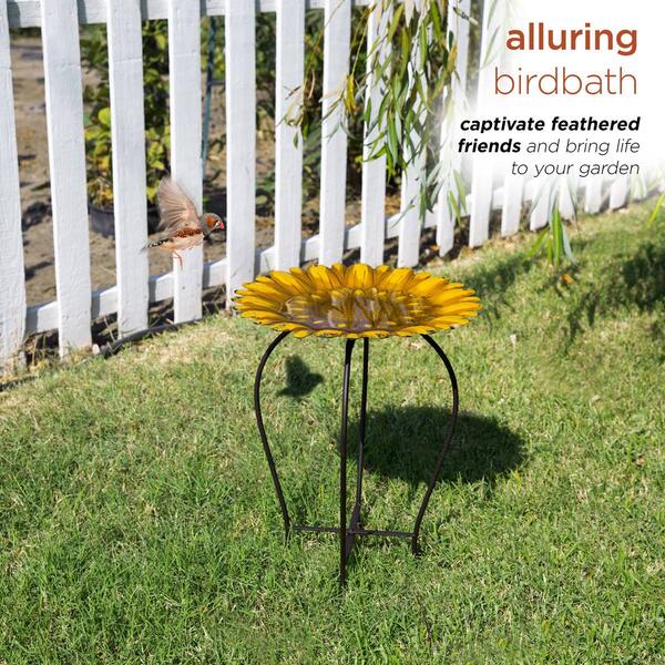 Alpine Embossed Metal Sunflower Birdbath