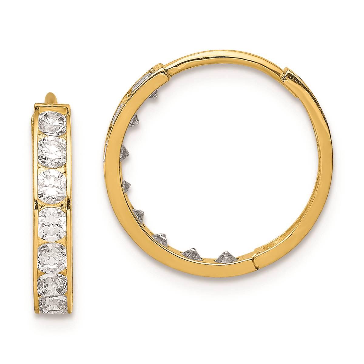 Gold Classics™ 14kt. CZ 14.5mm Hoop Earrings