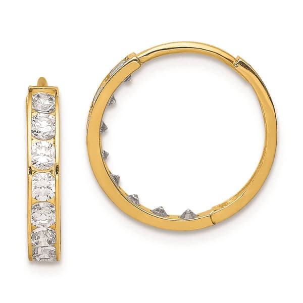 Gold Classics(tm) 14kt. Cubic Zirconia 14.5mm Hoop Earrings - image 