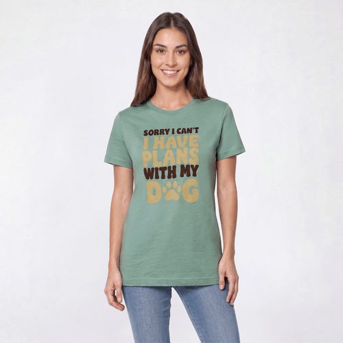 Womens JERZEES Short Sleeve Plans With My Dog Graphic Tee