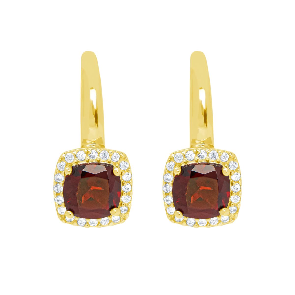 Gianni Argento Gold Plated Garnet Cushion Lever Back...