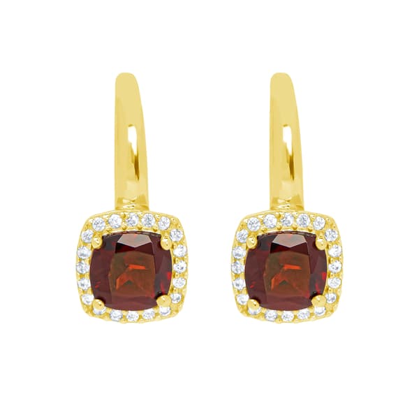 Gianni Argento Gold Plated Garnet Cushion Lever Back Earrings - image 