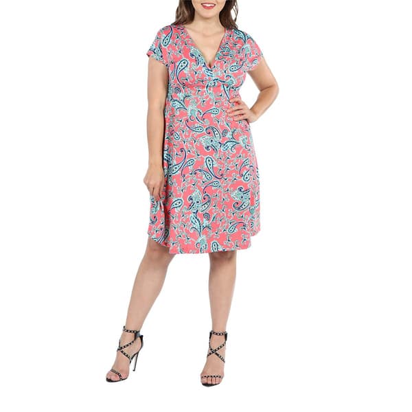 Plus Size 24/7 Comfort Apparel Paisley Empire Waist Dress - image 