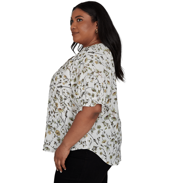 Plus Size Emaline La Vita Costiera Elbow Sleeve Floral Blouse