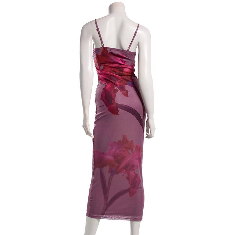 Juniors Madden Girl Floral Placement Lace Trim Midi Dress
