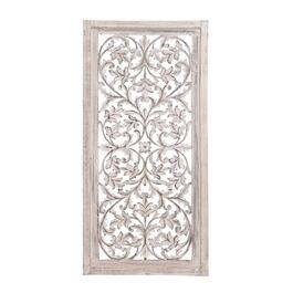 9th & Pike&#40;R&#41; Cream Traditional Floral Mango Wood Wall Panel