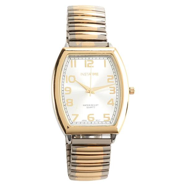 Mens Instatime Gold Two-Tone Expansion Tonneau Watch - PM1955 - image 