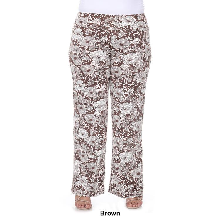 Plus Size White Mark Floral Paisley Palazzo Pants