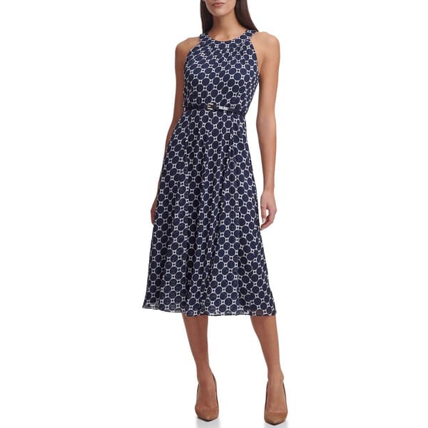 Womens Tommy Hilfiger Sleeveless Halter Neck Chiffon Midi Dress