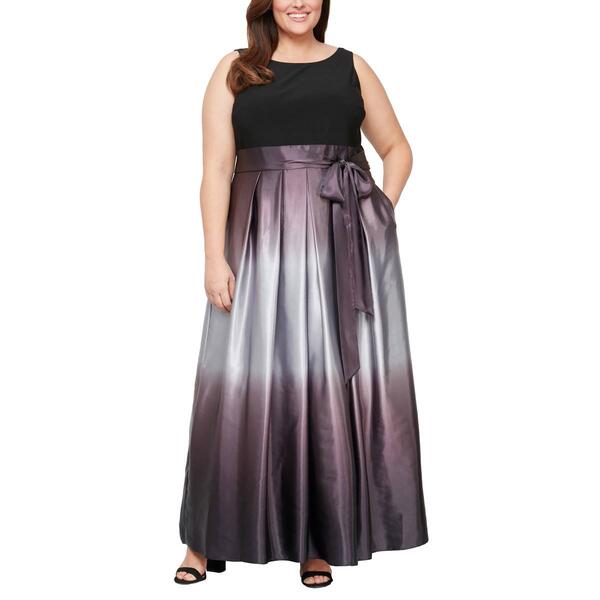Plus Size SLNY Sleeveless Ombre Charmeuse Gown - image 