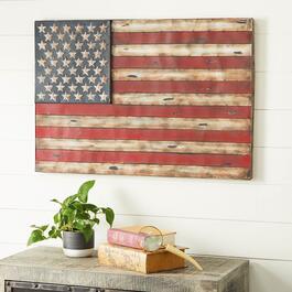 9th & Pike&#174; Wrought Iron American Flag Rustic Wall Art