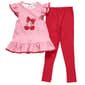 Girls &#40;4-6x&#41; Rare Editions Cherry Hearts Dot Top & Leggings Set - image 1