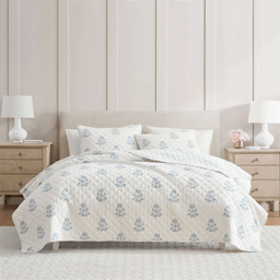 Martha Stewart Flower Block Print Quilt Set