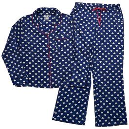 Womens MUK LUKS&#40;R&#41; Long Sleeve Happy Hearts Satin Pajama Set
