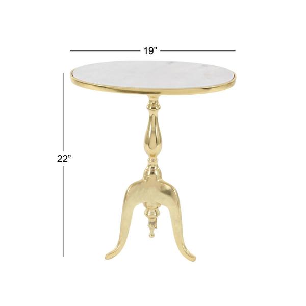 9th & Pike® Gold Marble Traditional Accent Table