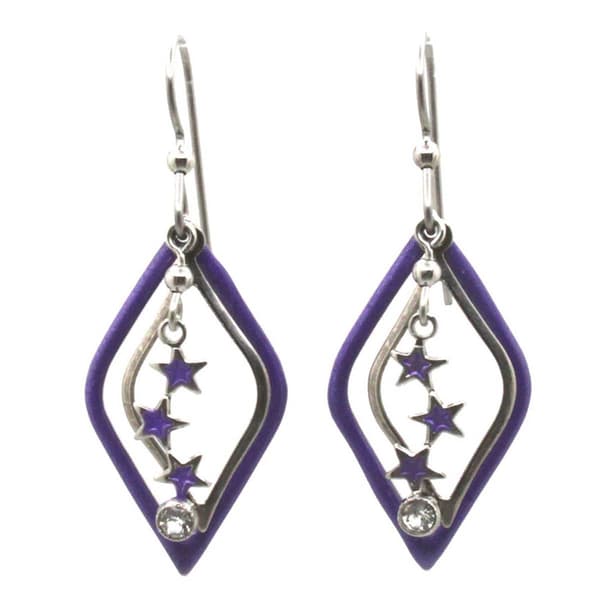 Silver Forest Silver & Purple Diamond-Shaped Star Spray Earrings - image 