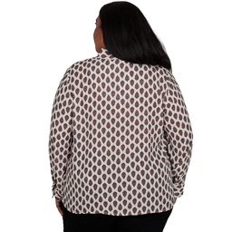 Plus Size Emaline Country Code Tie Neck Medallion Blouse