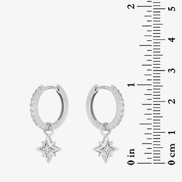 Forever New Sterling Silver CZ Starburst Dangle Earrings