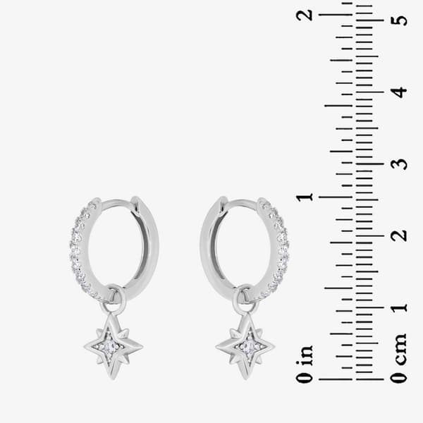 Forever New Sterling Silver CZ Starburst Dangle Earrings